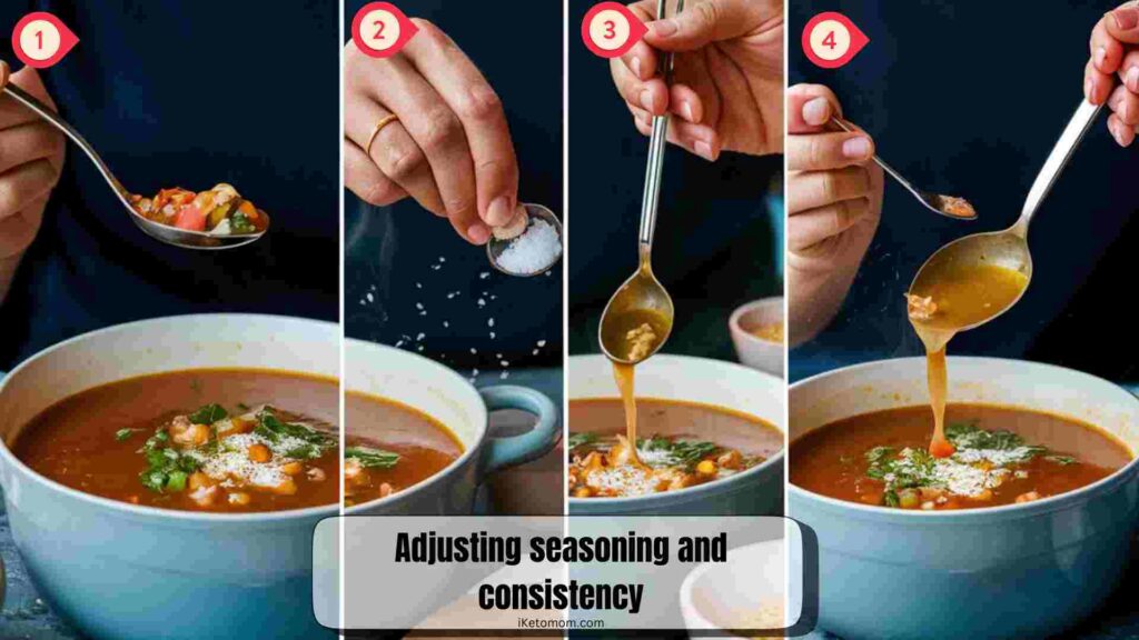 Adjusting seasoning and consistency