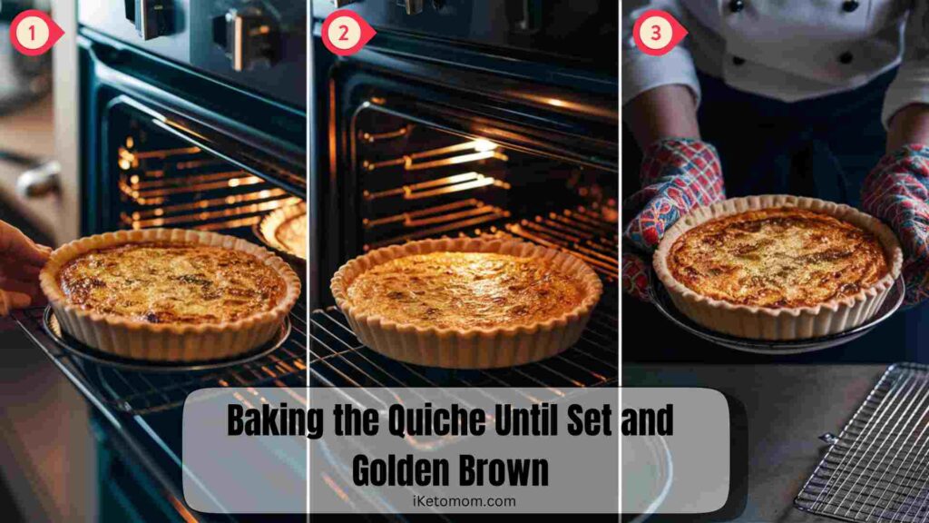 Baking the Quiche Until Set and Golden Brown