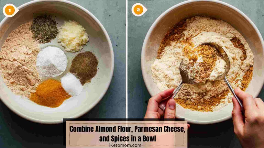 Combine Almond Flour, Parmesan Cheese, and Spices in a Bowl