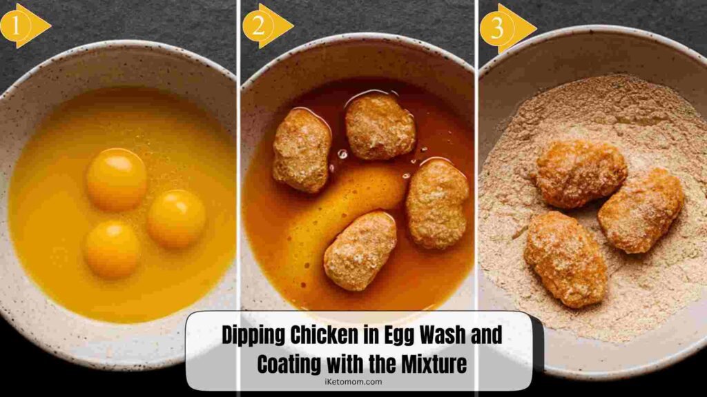 Dipping Chicken in Egg Wash and Coating with the Mixture