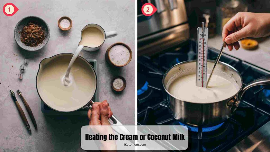 Heating the Cream or Coconut Milk