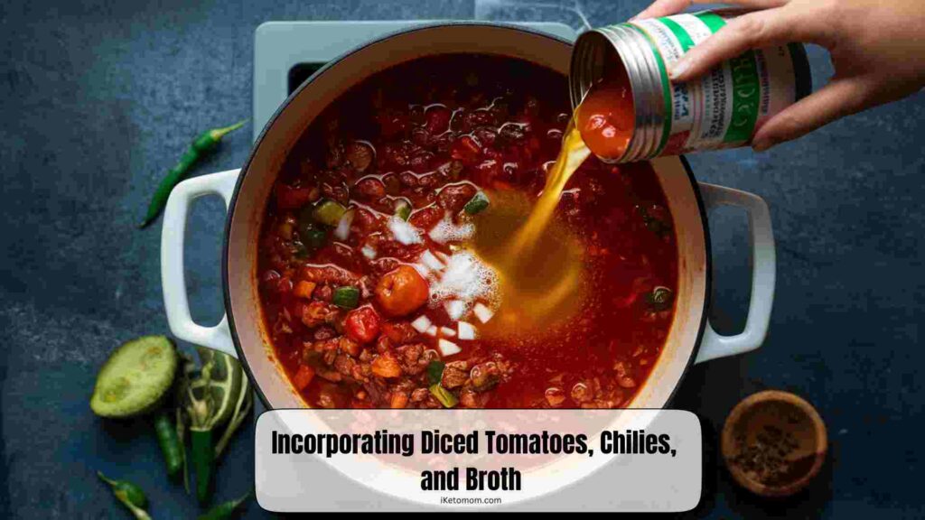 Incorporating Diced Tomatoes, Chilies, and Broth
