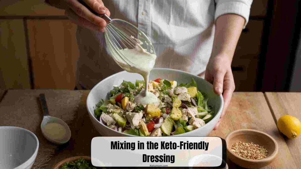 Mixing in the Keto-Friendly Dressing