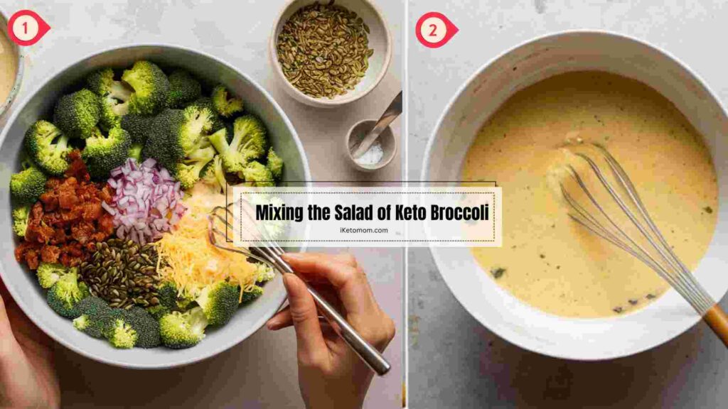 Mixing the Salad of Keto Broccoli