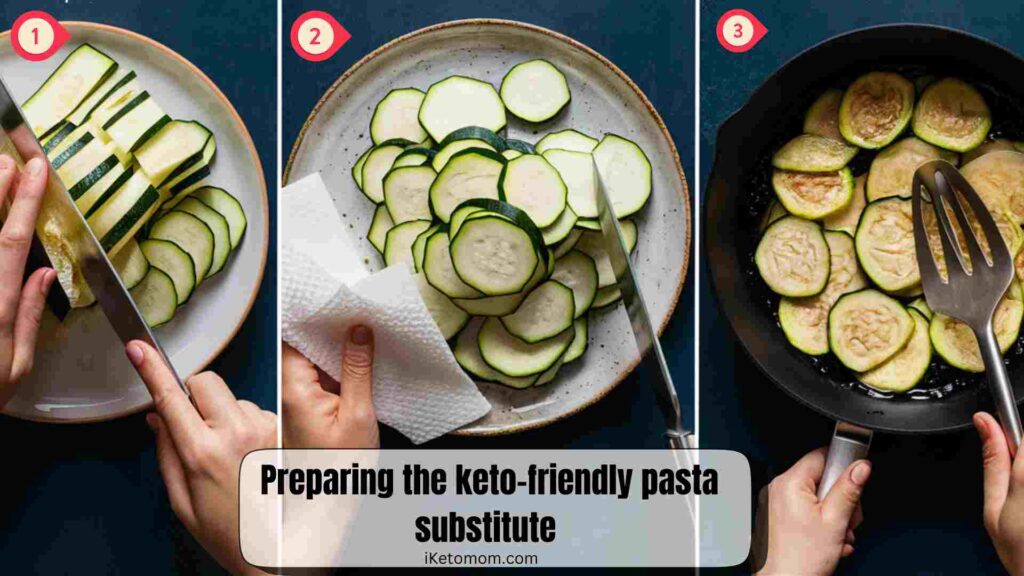 Preparing the keto-friendly pasta substitute