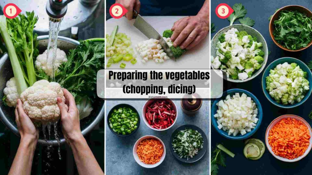 Preparing the vegetables (chopping, dicing)
