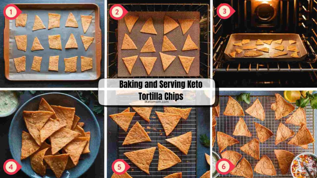 Baking and Serving Keto Tortilla Chips