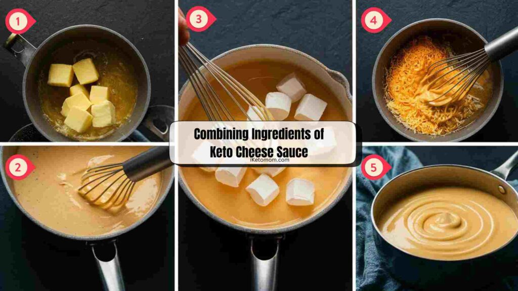 Combining Ingredients of Keto Cheese Sauce