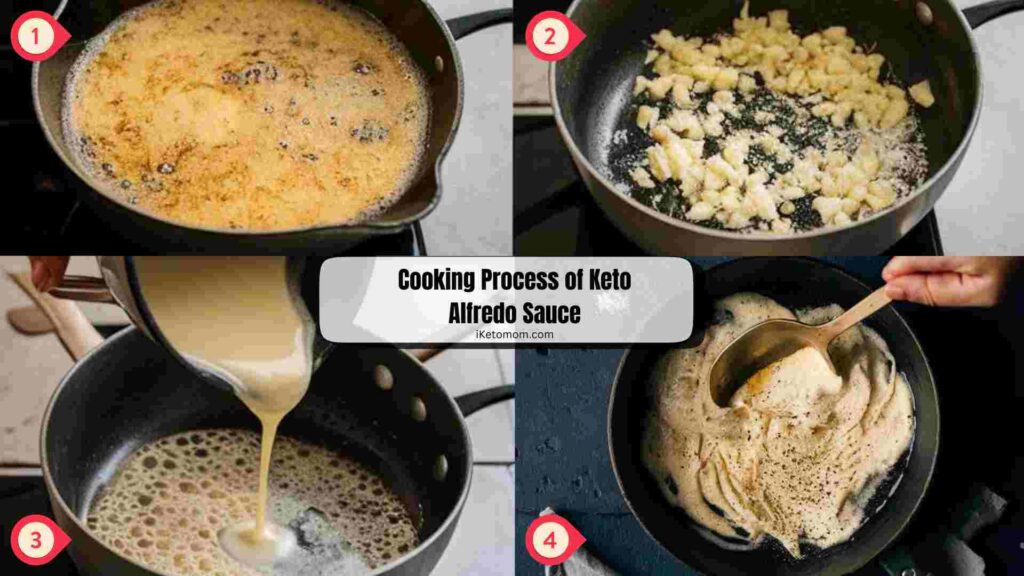 Cooking Process of Keto Alfredo Sauce