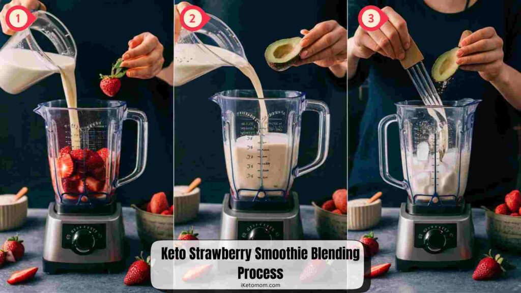 Keto Strawberry Smoothie Blending Process