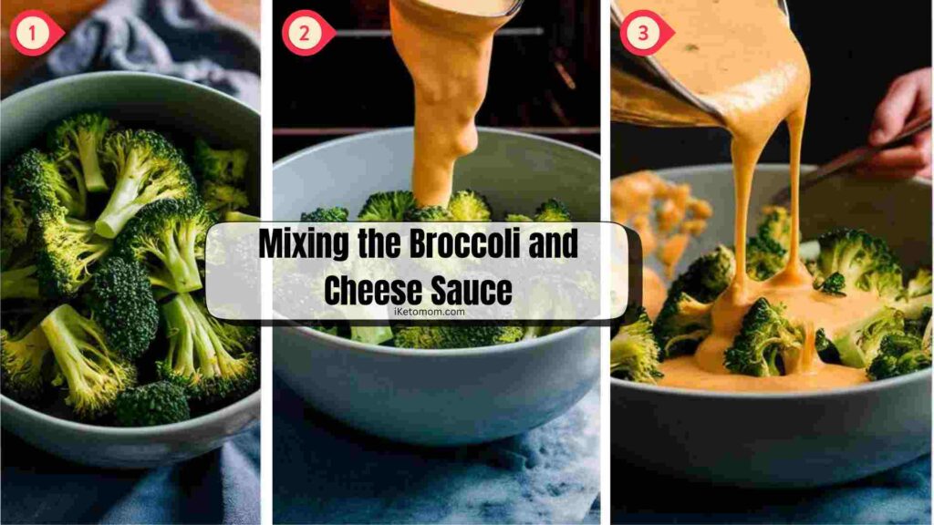 Mixing the Broccoli and Cheese Sauce