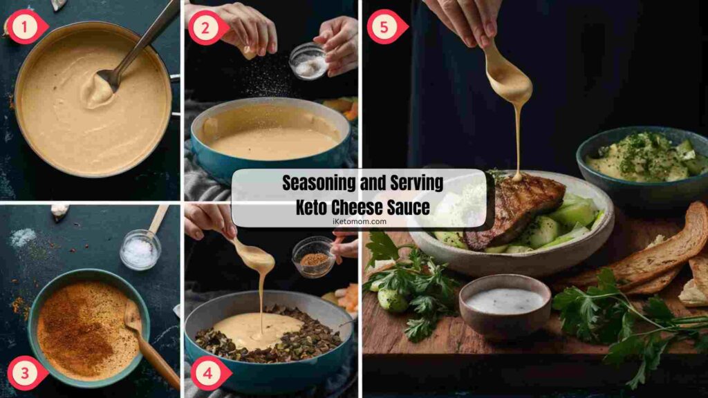 Seasoning and Serving Keto Cheese Sauce
