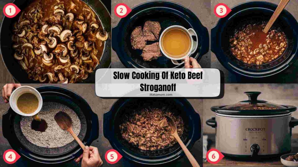 Slow Cooking Of Keto Beef Stroganoff