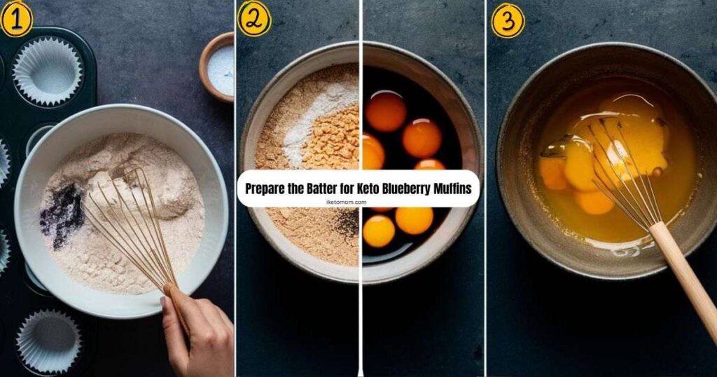 Prepare the Batter for Keto Blueberry Muffins