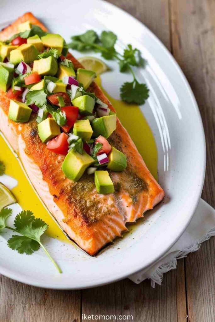 Baked Salmon with Avocado Salsa