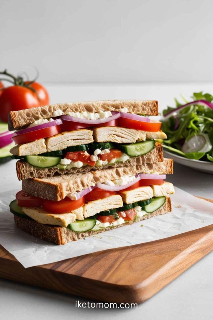 High Protein Fast Food Ideas Panera Bread’s Mediterranean Veggie Sandwich (with Chicken)