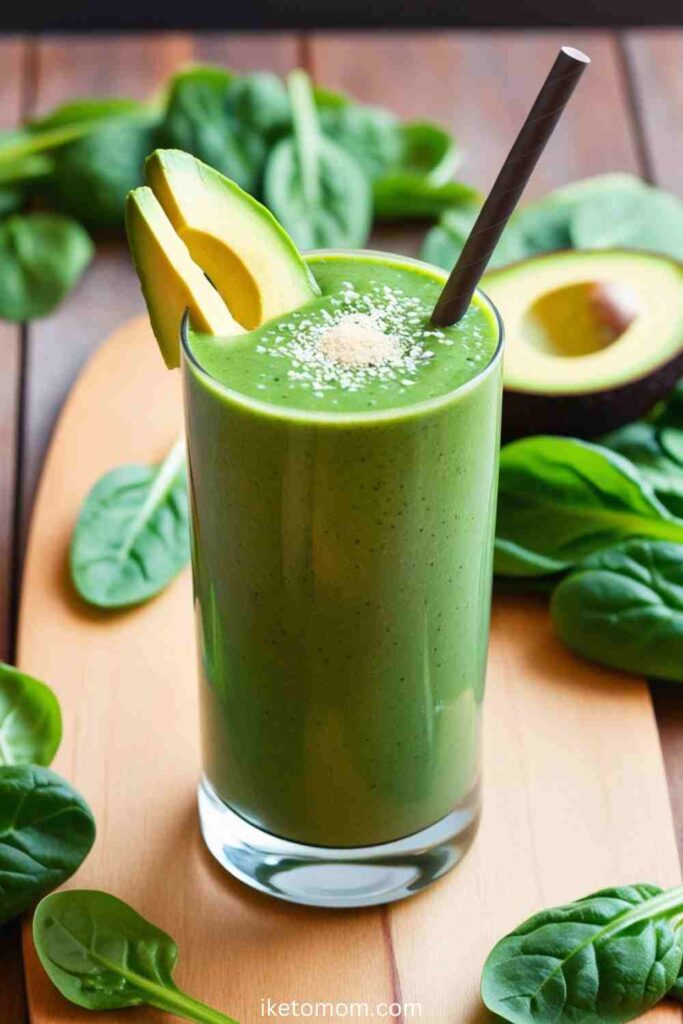 Smoothie with Spinach, Avocado, and Protein Powder