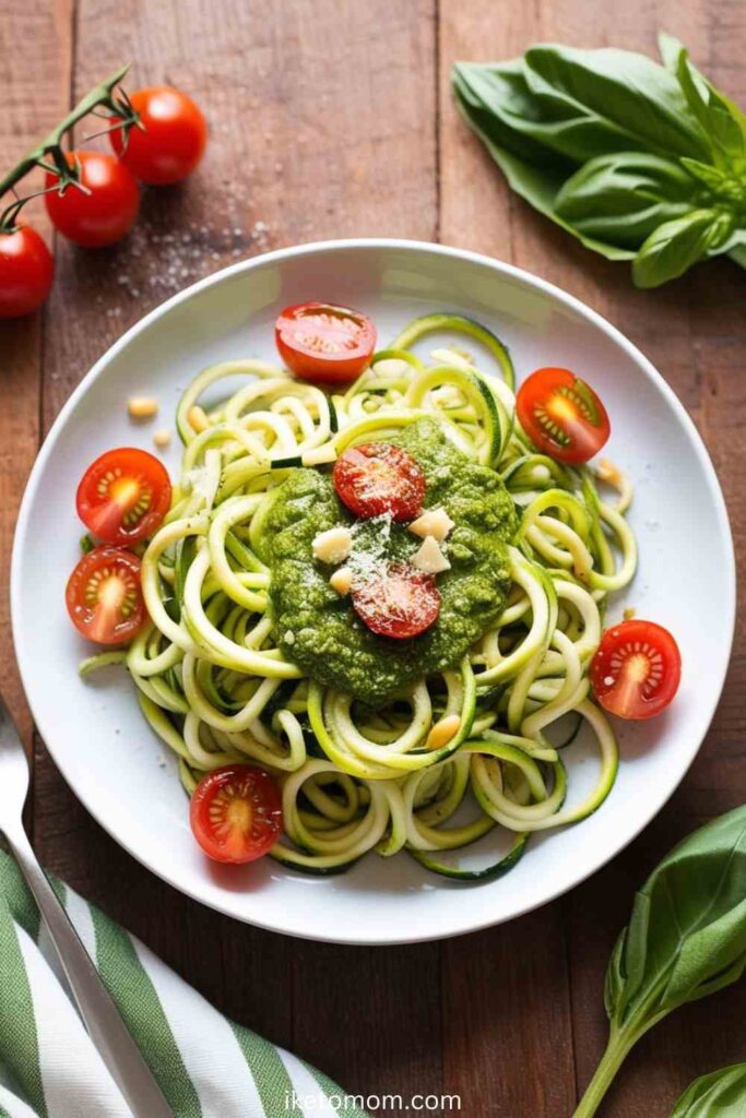 Low Carb Recipes Zucchini Noodles with Pesto