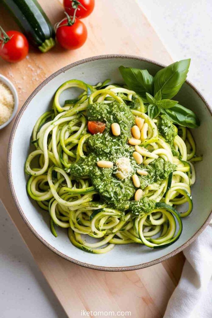 Low Carb Lunch Ideas Zucchini Noodles with Pesto