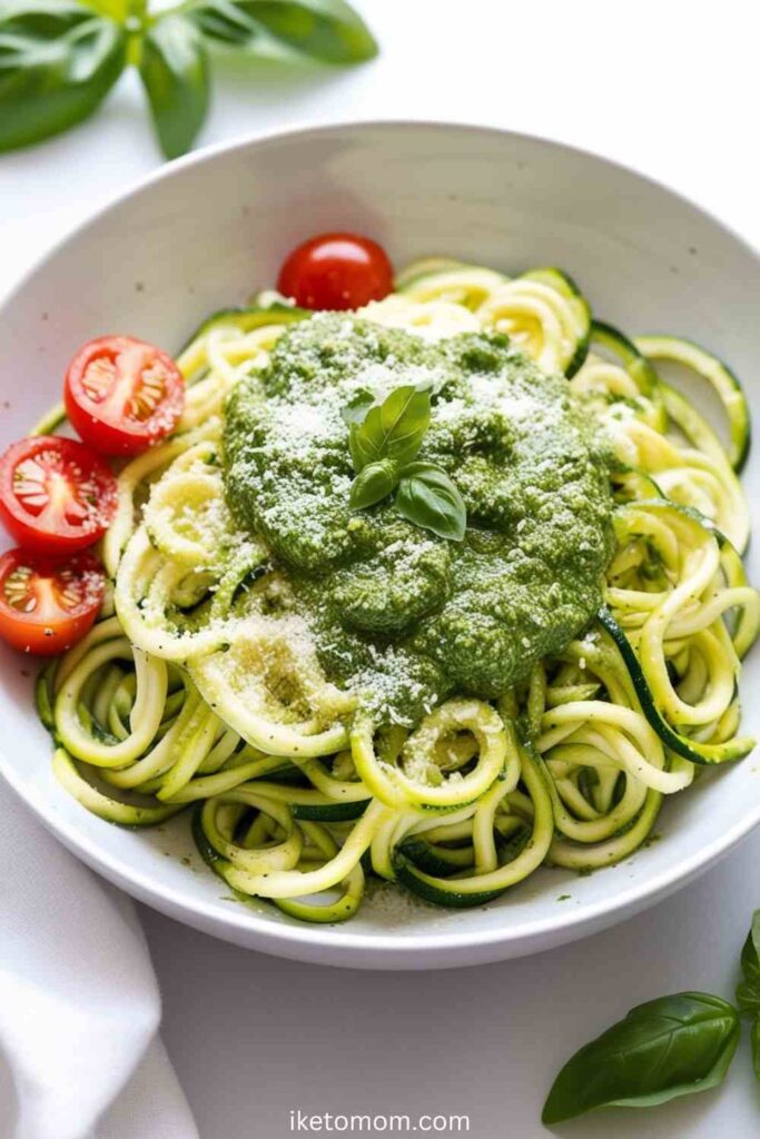 Low Carb Food Ideas Zucchini Noodles with Pesto