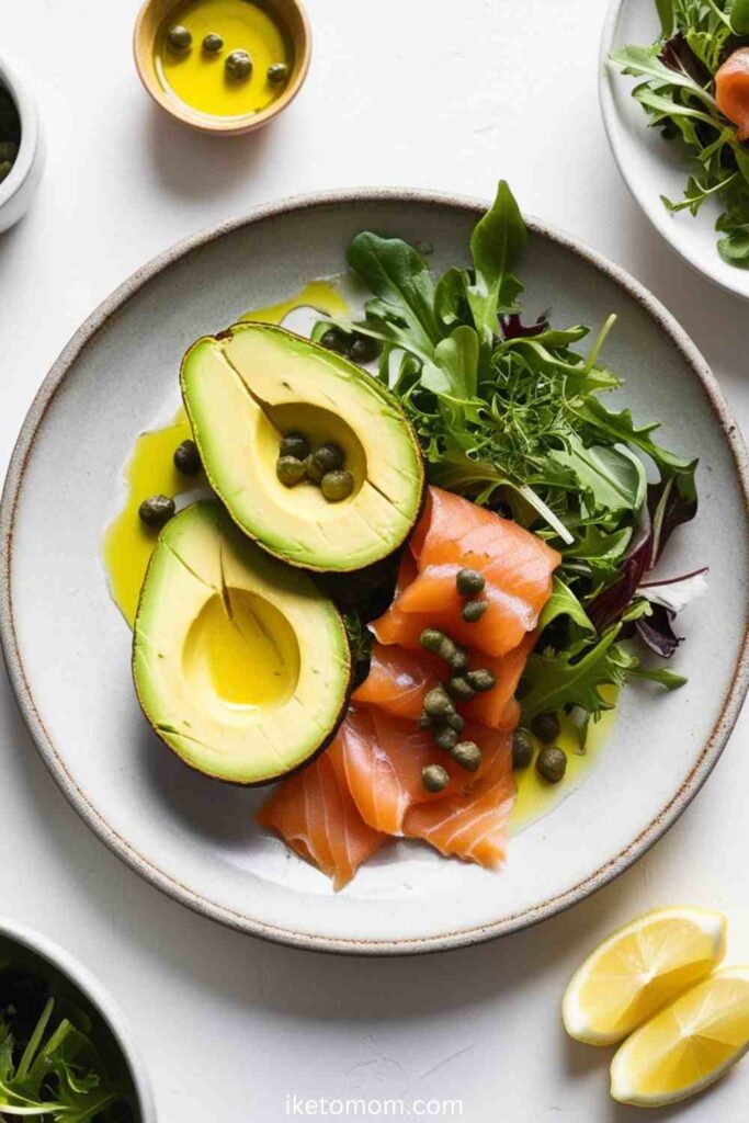 Low Carb Breakfast No Eggs Recipe Avocado and Smoked Salmon Bowl