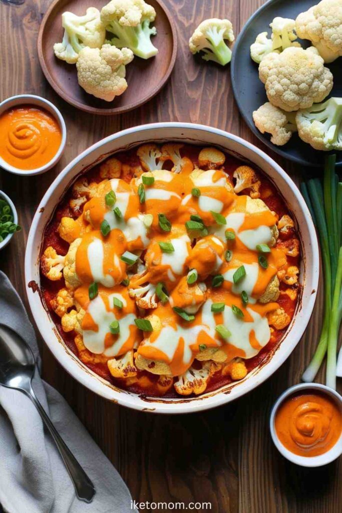 Buffalo Chicken Cauliflower Bake