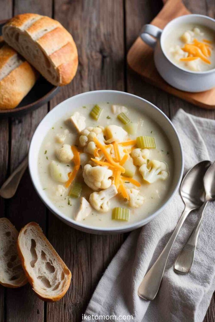 Low Carb Winter Recipes Cauliflower & Chicken Chowder