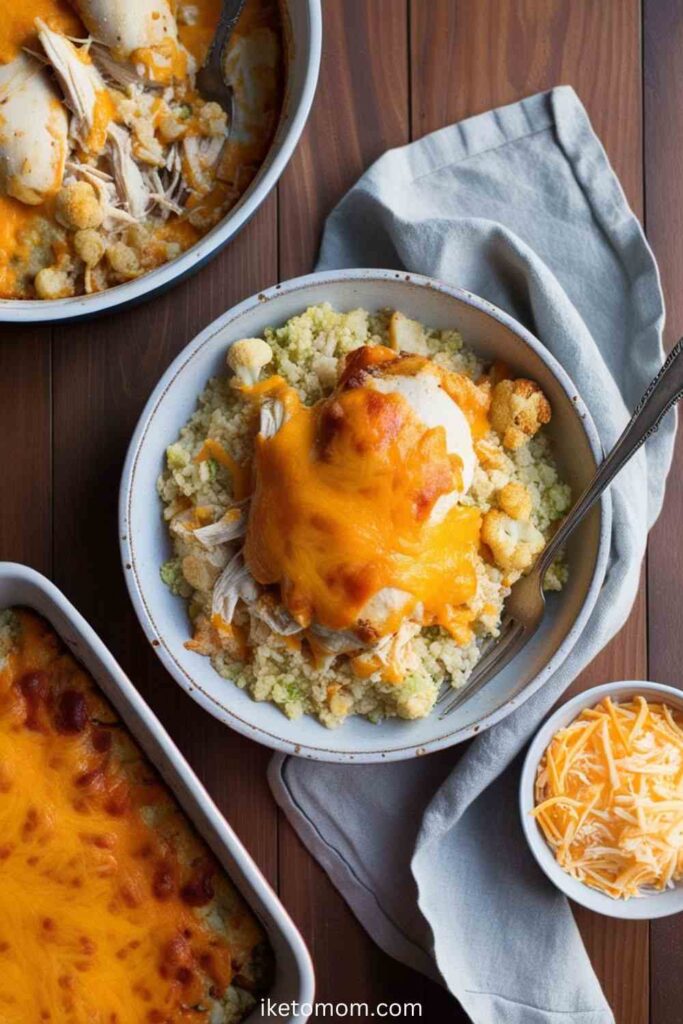 Cheesy Chicken and Cauliflower Rice Casserole