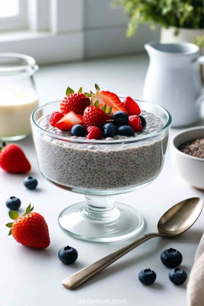 Low Carb Recipes For Beginners Chia Seed Pudding with Berries