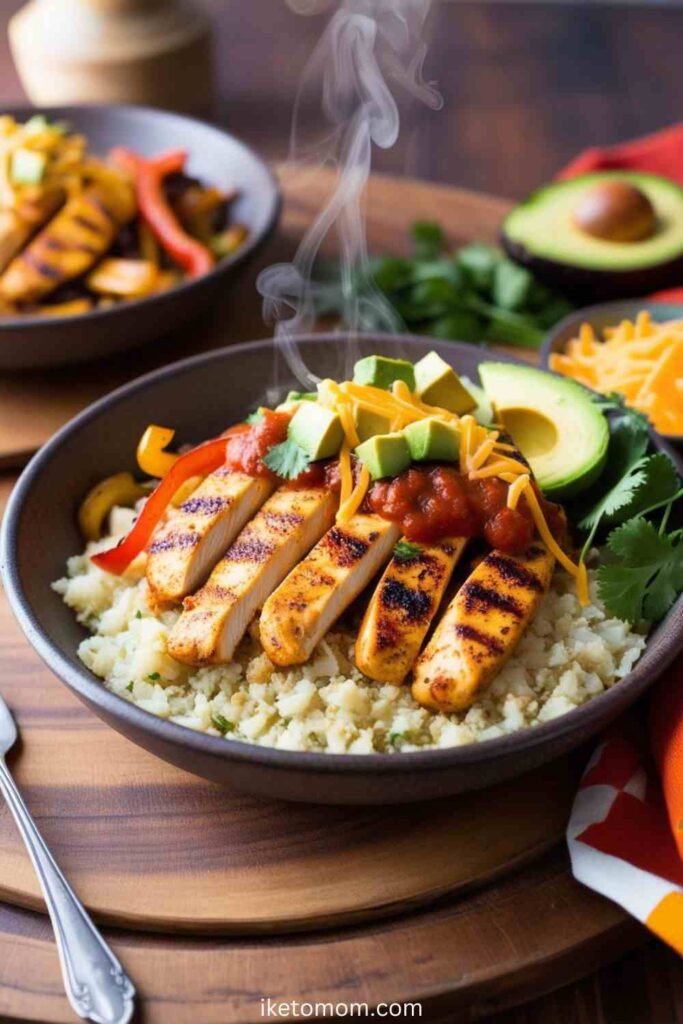 Chicken Fajita Bowls with Cauliflower Rice