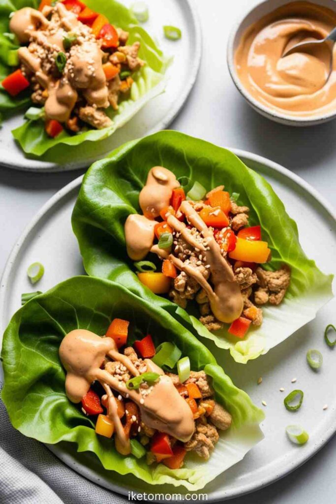 Chicken Lettuce Wraps with Peanut Sauce