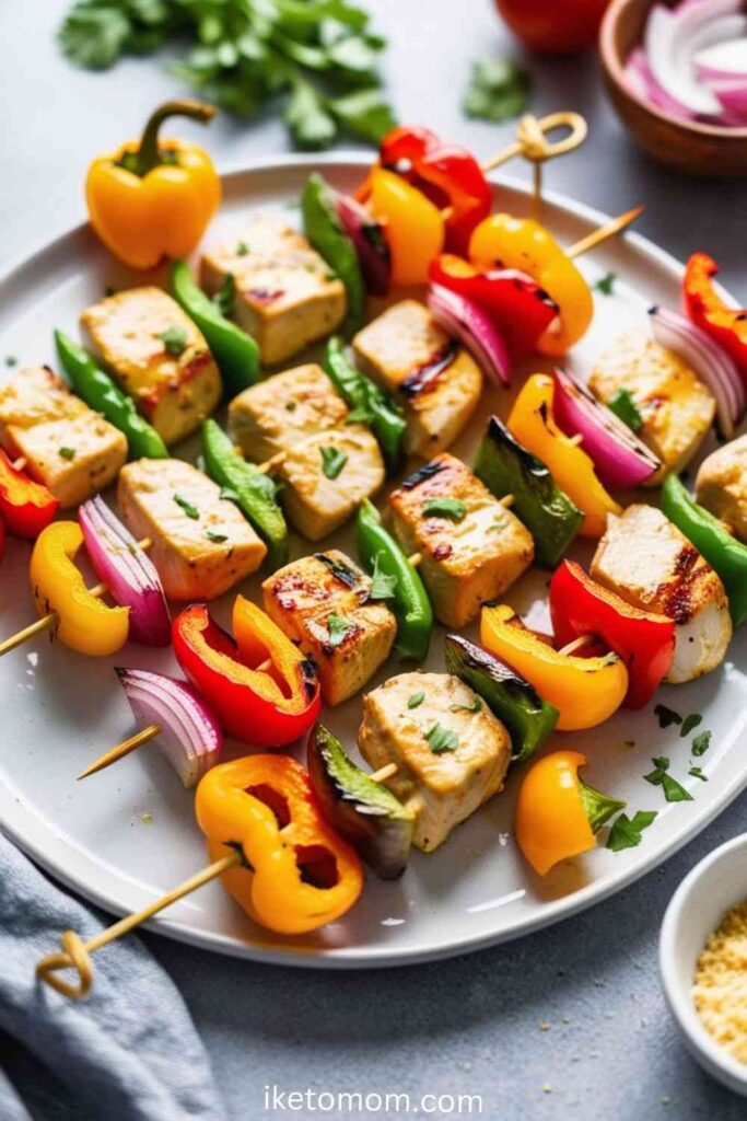 High Protein Low Calorie Fast Food Ideas Chicken and Veggie Skewers