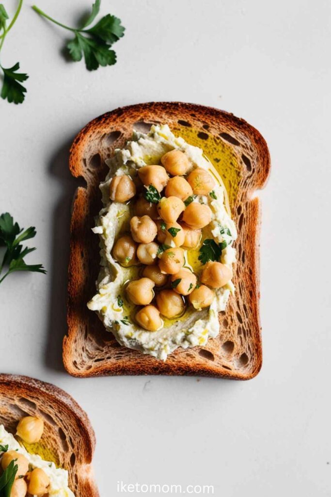 High Protein Breakfast No Eggs Ideas Chickpea Salad on Toast