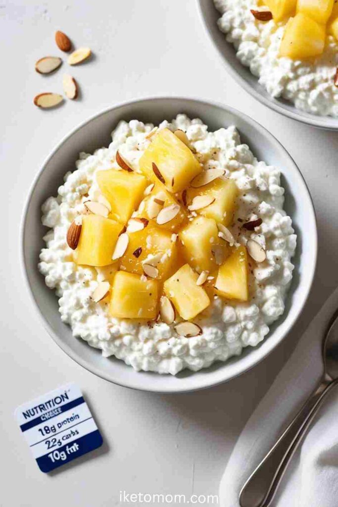 High Protein Breakfast Meal Prep Ideas Cottage Cheese with Pineapple & Almonds