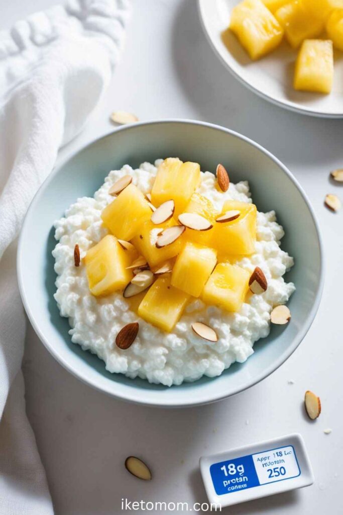 Cottage Cheese with Pineapple and Almonds