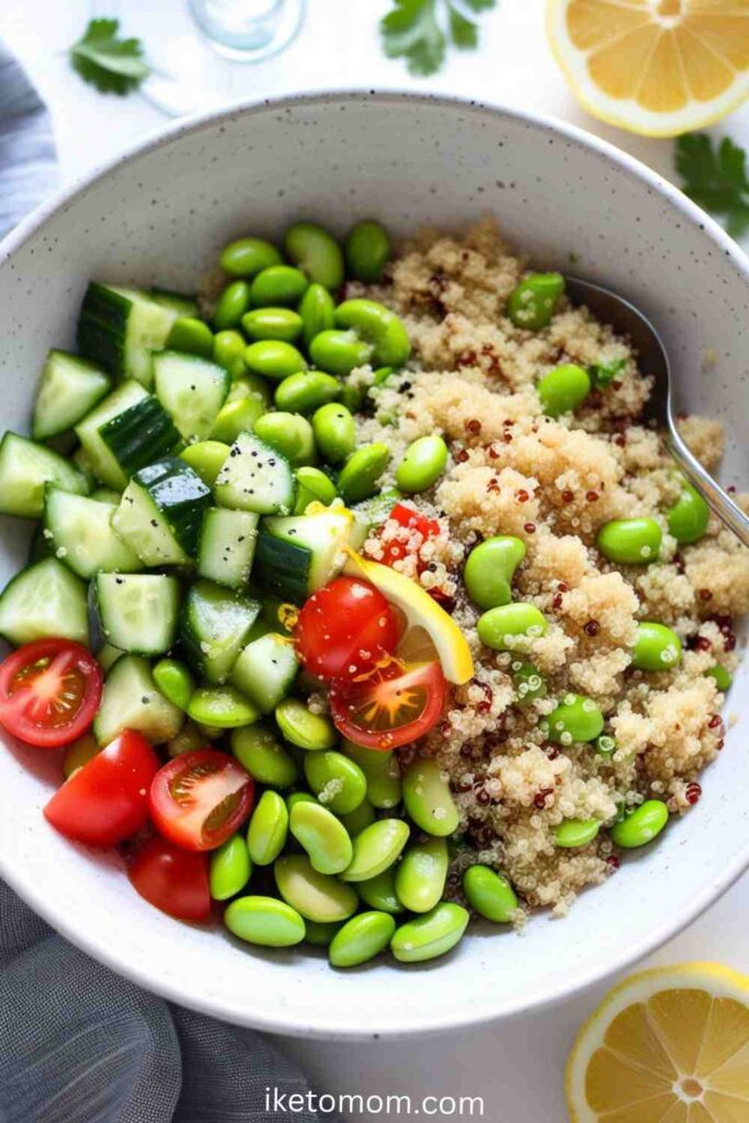 Healthy High Protein Food Recipes Edamame and Quinoa Salad