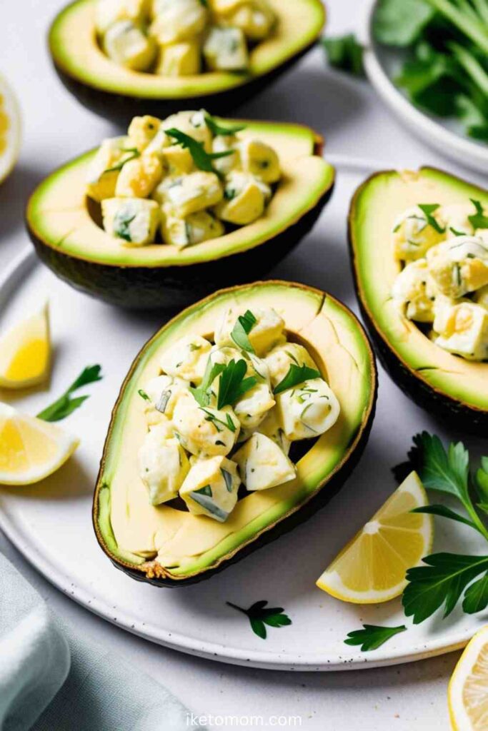 Egg Salad Stuffed Avocado Halves