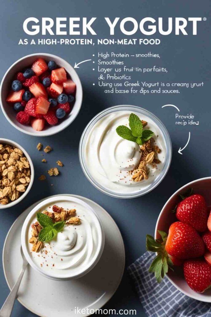 Non-Meat Foods High in Protein Ideas Greek Yogurt (Dairy Option)