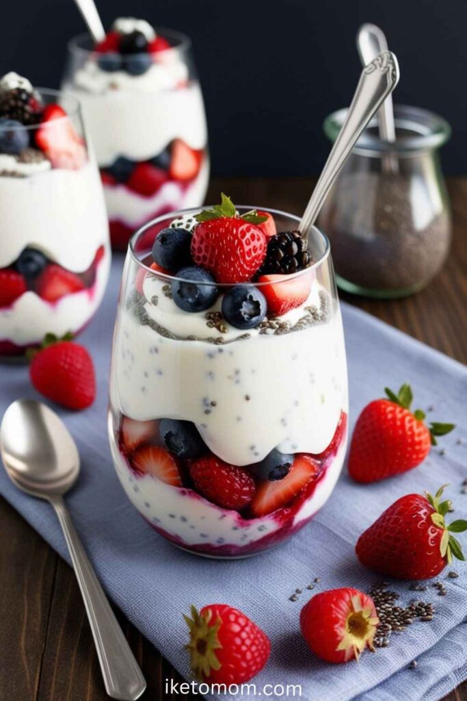 Greek Yogurt Parfait with Berries and Chia Seeds 