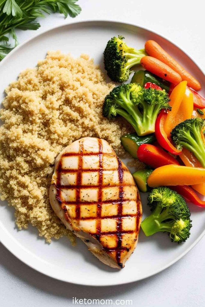 Grilled Chicken Breast with Quinoa and Steamed Vegetables