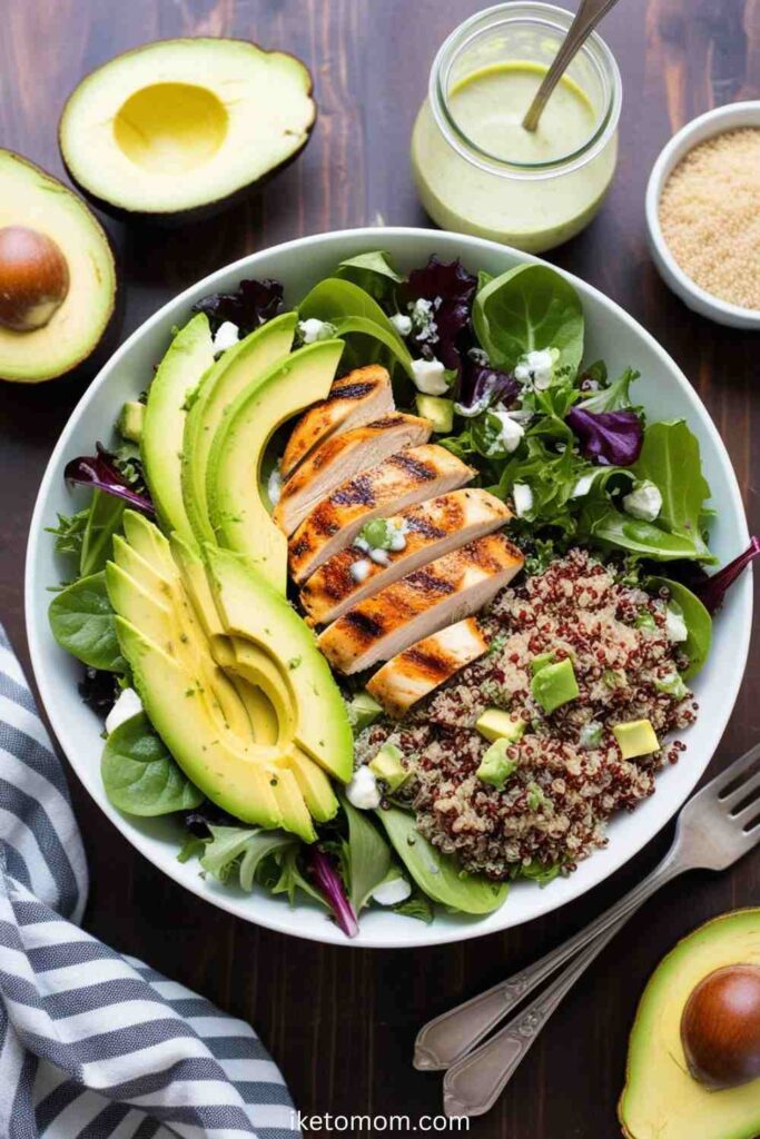 High Protein Diet Lunch Ideas Grilled Chicken Salad with Avocado and Quinoa