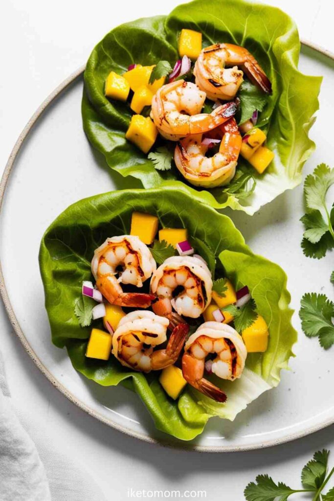 Grilled Shrimp Lettuce Wraps with Mango Salsa