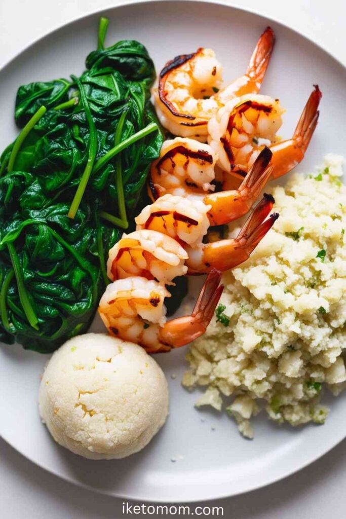 Grilled Shrimp with Spinach and Cauliflower Rice