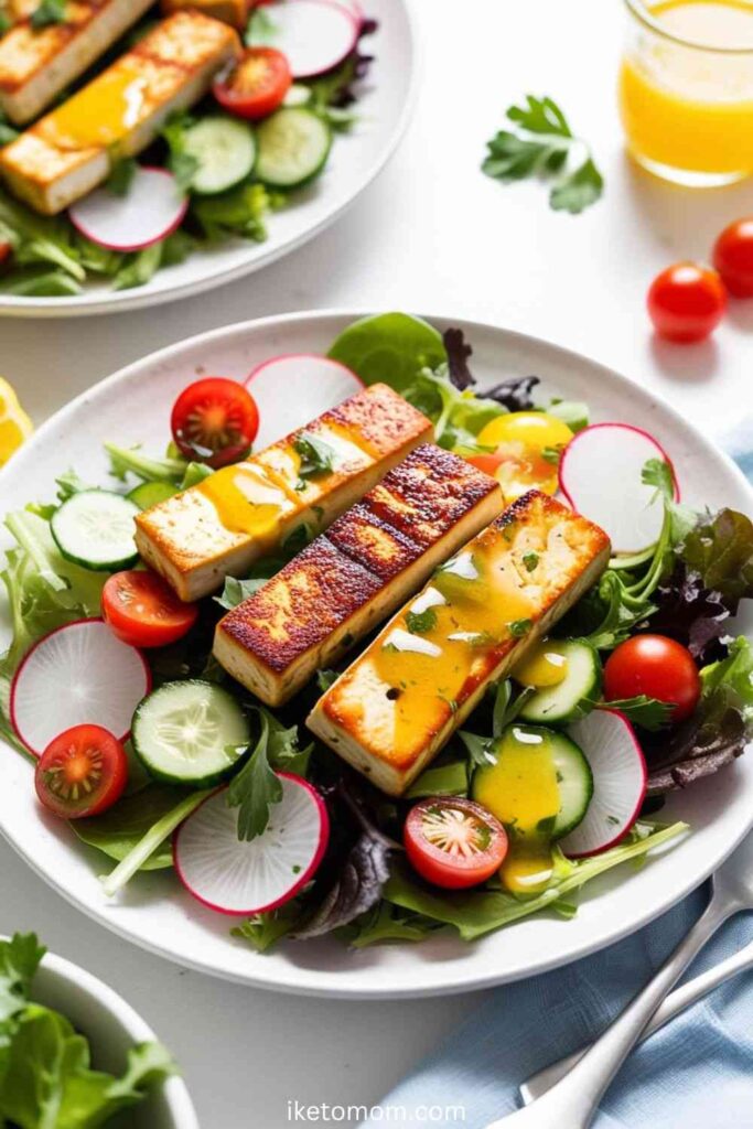 Grilled Tofu Salad with Lemon-Honey Dressing