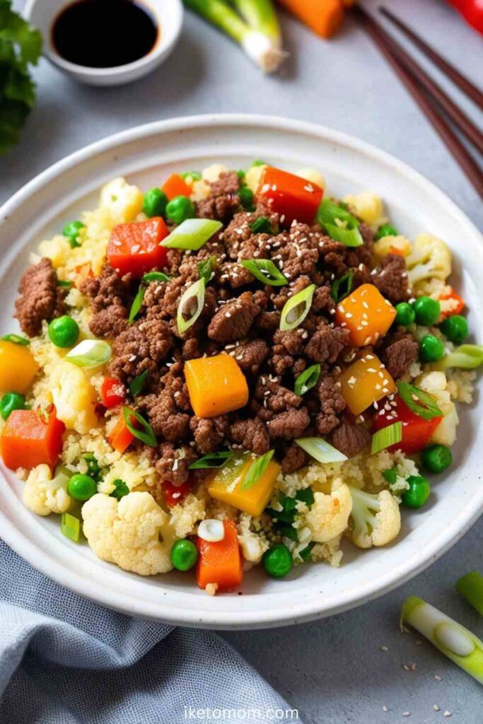 Ground Beef Stir-Fried Cauliflower Rice