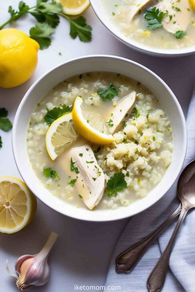 Low Carb Chicken Cauliflower Rice Soup Recipe Lemon Garlic Chicken Cauliflower Rice Soup Recipe