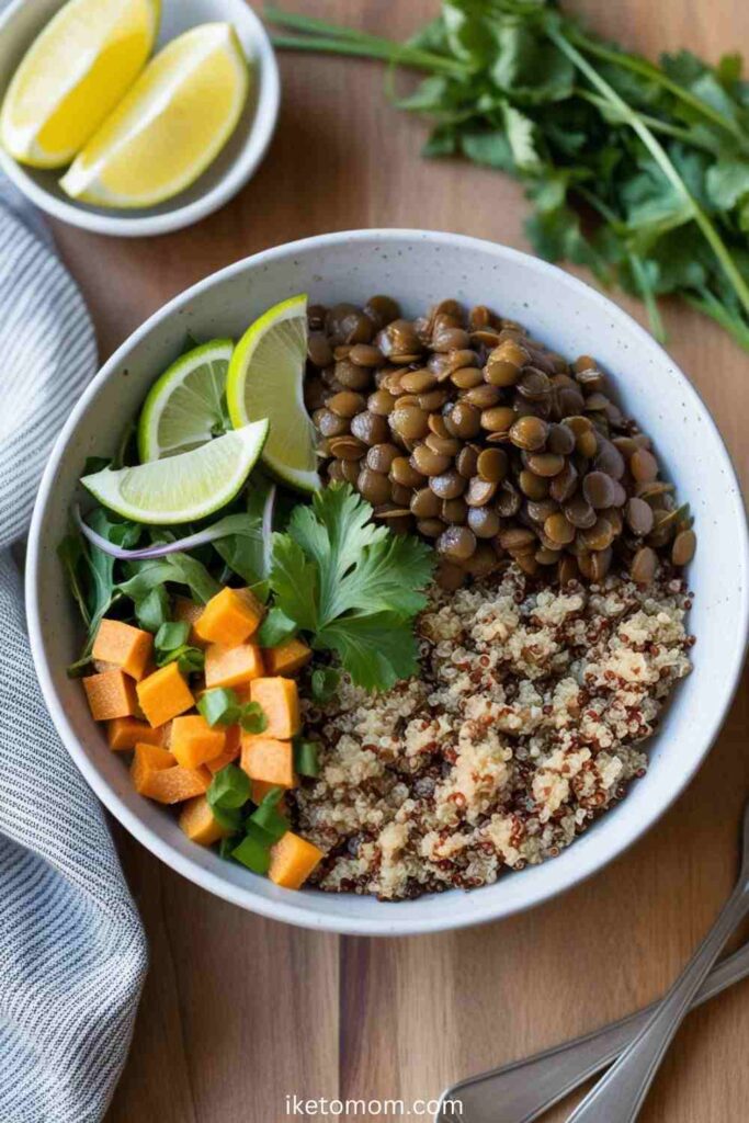 High Protein Lunch Recipes For Weight Loss Ideas Lentil and Quinoa Bowl