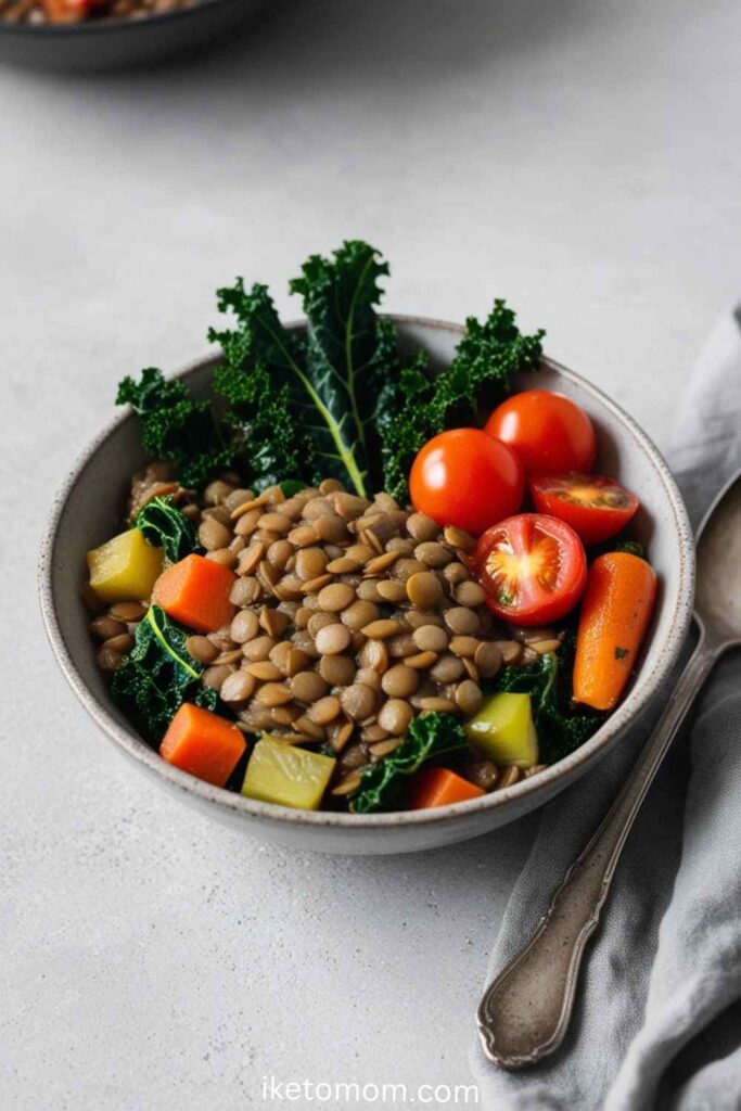 Lentil and Veggie Breakfast Bowl