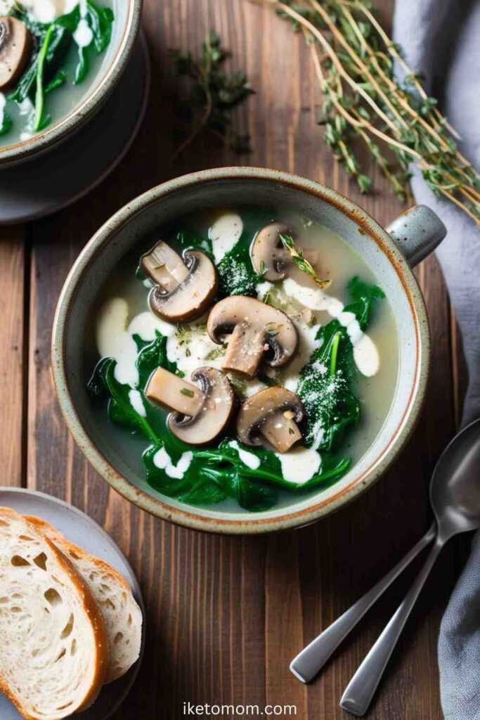 Mushroom & Spinach Low Carb Soup