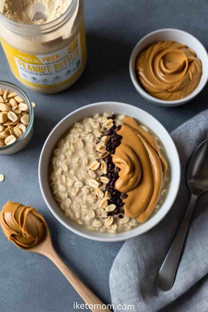 Oats with Protein Powder and Peanut Butter